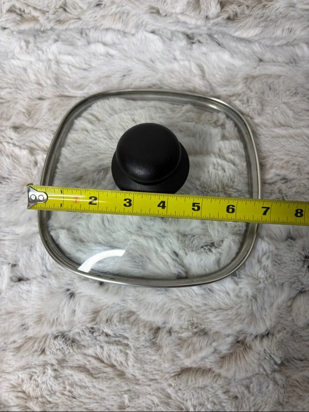 7” Square Glass Replacement Lid with Black Knob